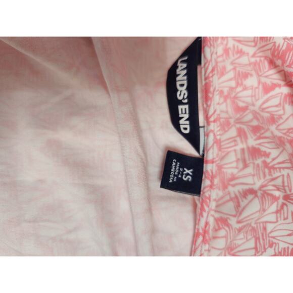 Lands End Dress Pink White‎ Sailboat Cotton Modal Spandex Cap Sleeve XS 2 4 - Picture 4 of 5